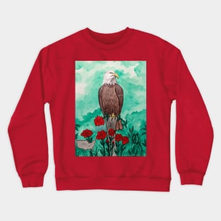 United States National bird and flower, the bald eagle and rose Crewneck Sweatshirt